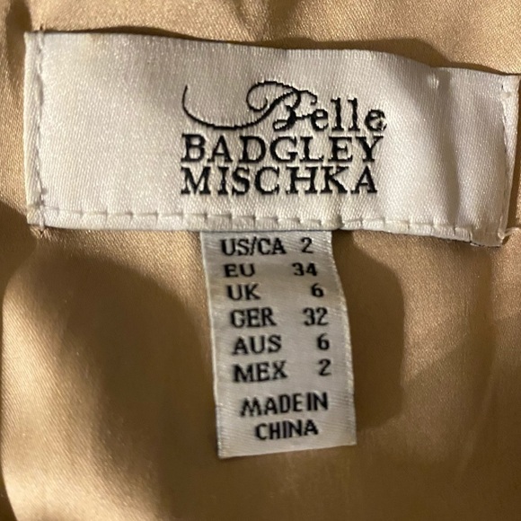 Belle BADGLEY MISHKA  Gren Navy Crochet Overlay Evening Dress Size 2 - Picture 11 of 13